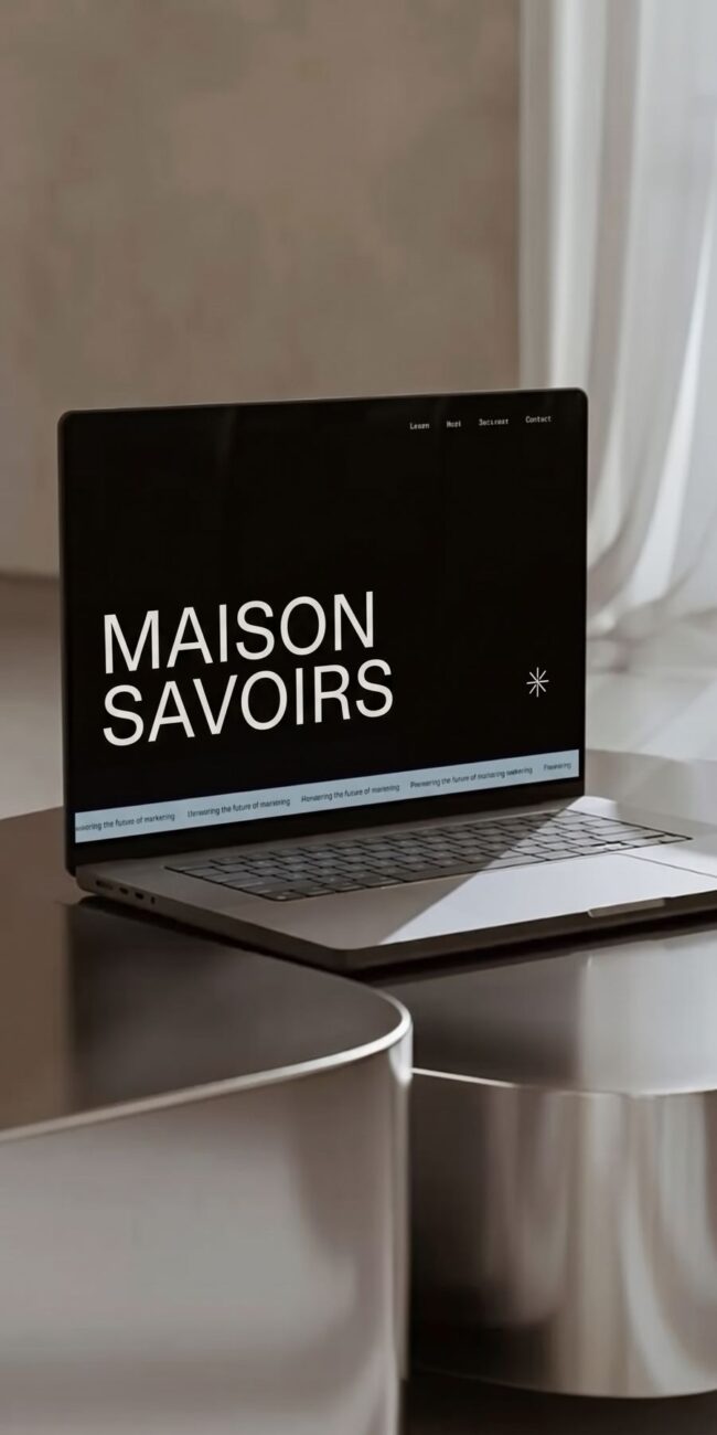 Ordinateur portable affichant le site Maison Savoirs
